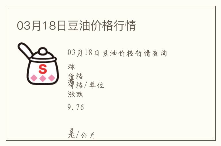 03月18日豆油價格行情