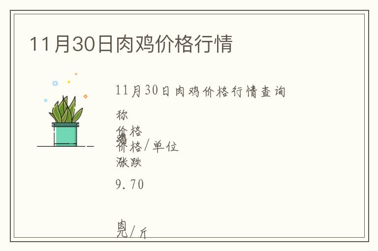 11月30日肉雞價格行情