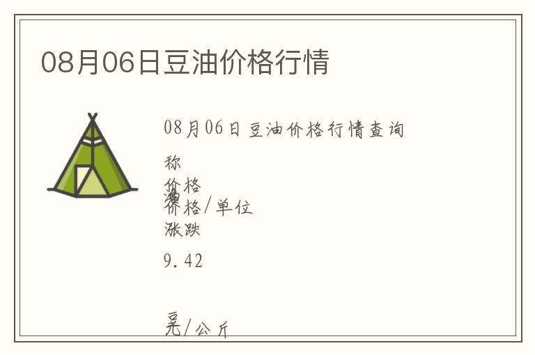 08月06日豆油價格行情