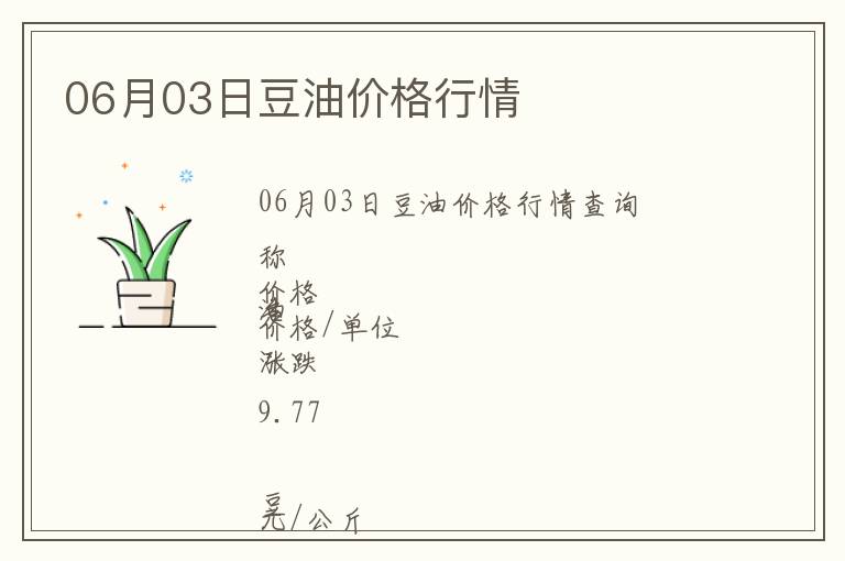 06月03日豆油價格行情