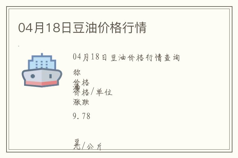 04月18日豆油價格行情