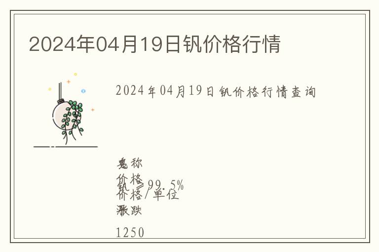 2024年04月19日釩價(jià)格行情