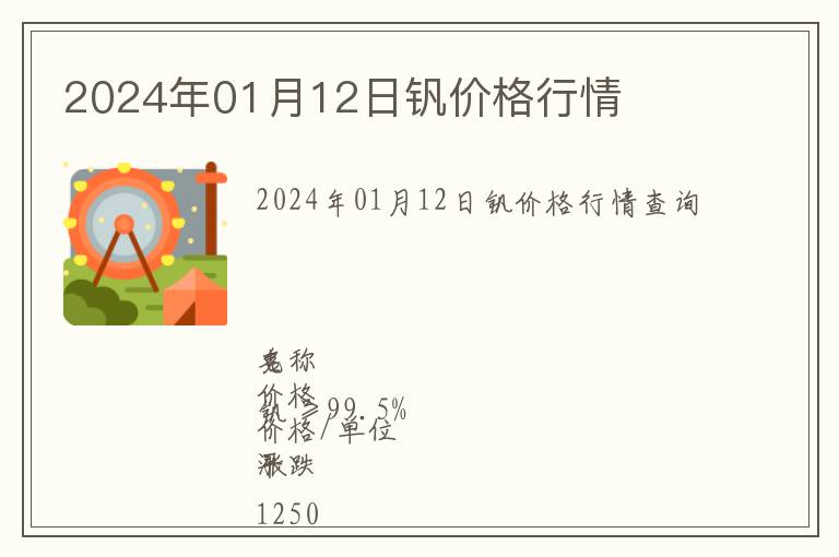 2024年01月12日釩價(jià)格行情