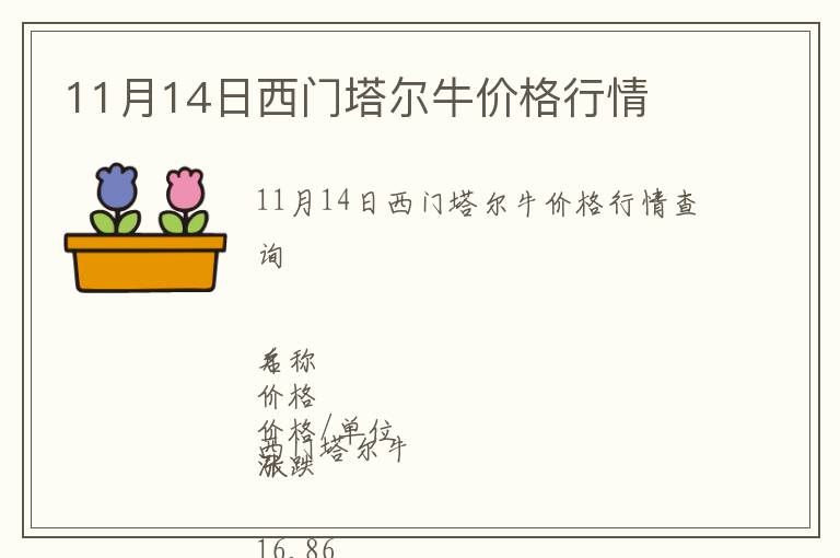 11月14日西門塔爾牛價(jià)格行情