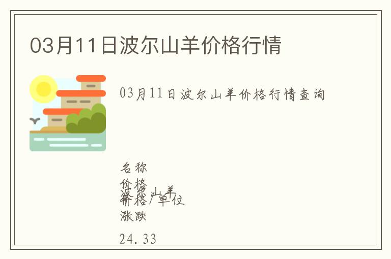 03月11日波爾山羊價格行情
