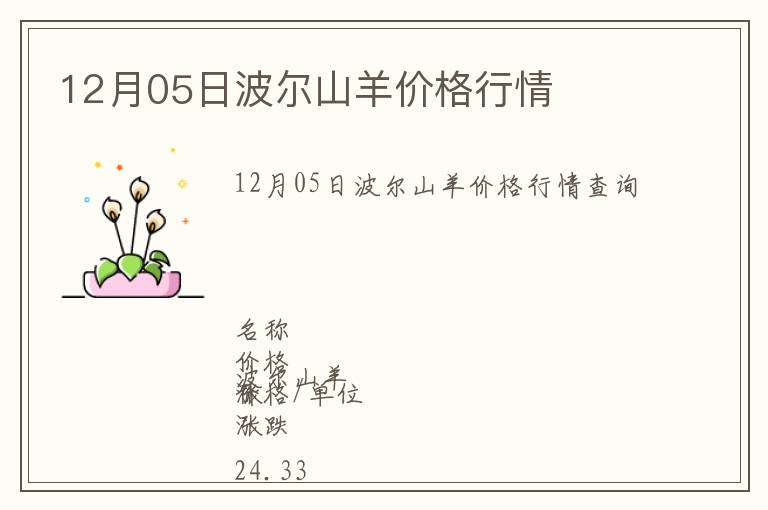 12月05日波爾山羊價(jià)格行情