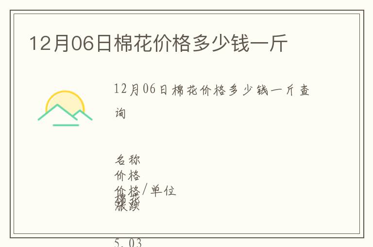 12月06日棉花價(jià)格多少錢一斤