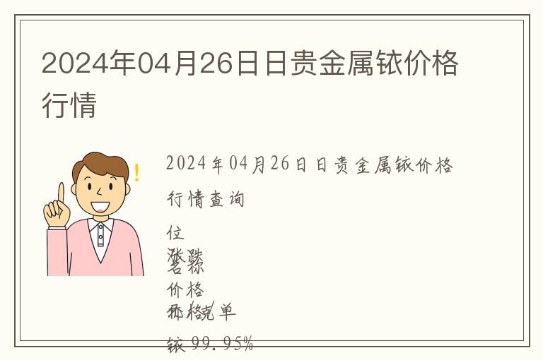 2024年04月26日日貴金屬銥價格行情