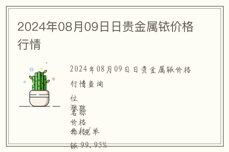 2024年08月09日日貴金屬銥價(jià)格行情