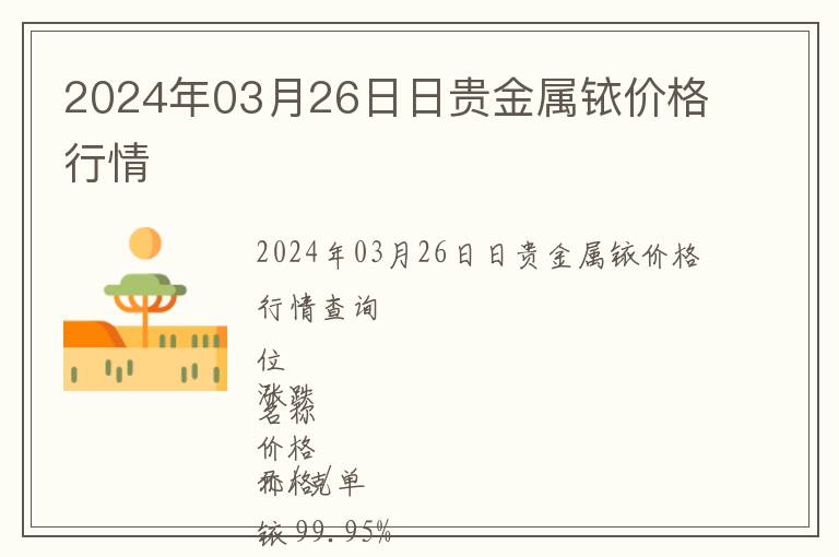 2024年03月26日日貴金屬銥價(jià)格行情