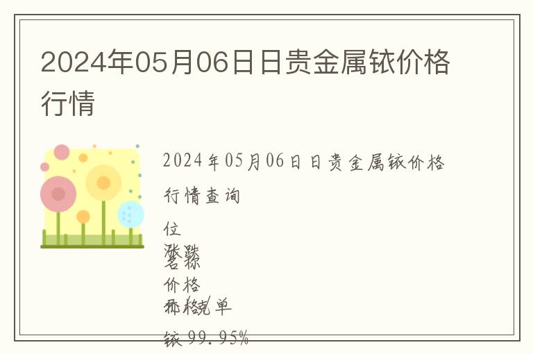 2024年05月06日日貴金屬銥價(jià)格行情