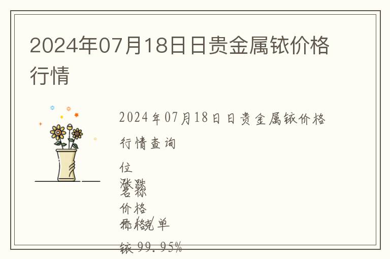 2024年07月18日日貴金屬銥價(jià)格行情