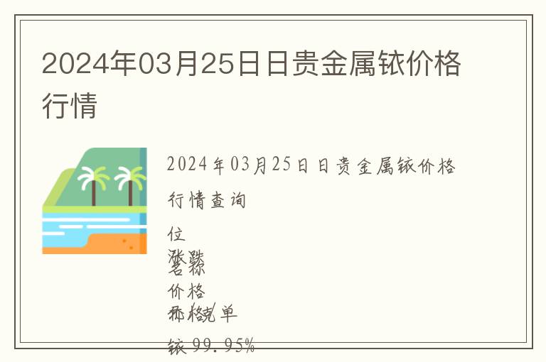 2024年03月25日日貴金屬銥價格行情