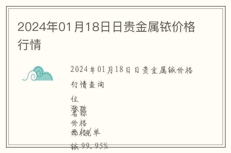 2024年01月18日日貴金屬銥價(jià)格行情