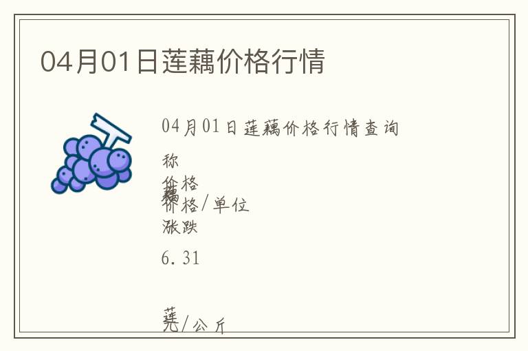 04月01日蓮藕價(jià)格行情