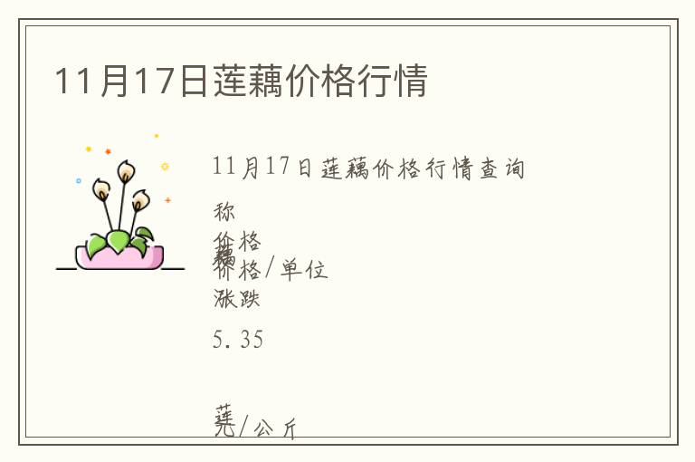 11月17日蓮藕價格行情