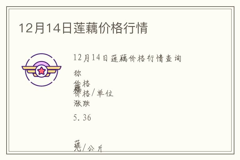 12月14日蓮藕價格行情