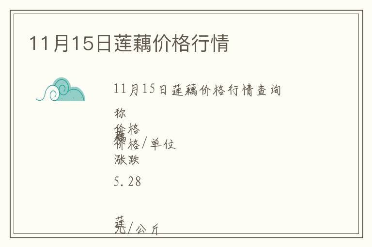 11月15日蓮藕價格行情