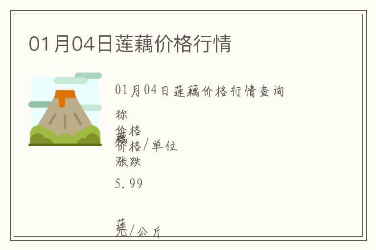 01月04日蓮藕價格行情