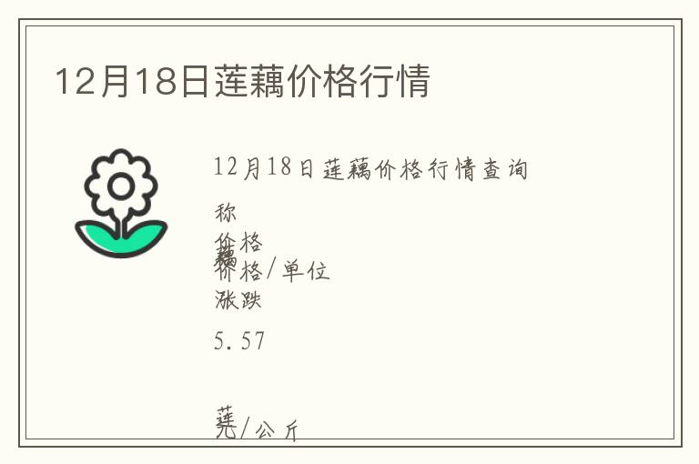12月18日蓮藕價格行情