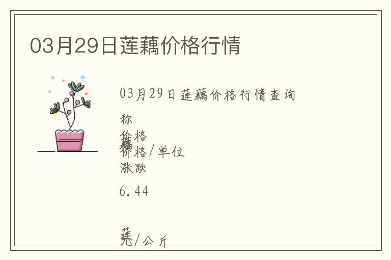 03月29日蓮藕價格行情