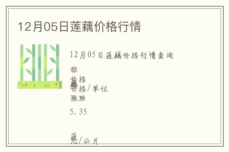 12月05日蓮藕價格行情