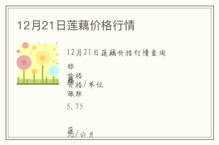 12月21日蓮藕價格行情