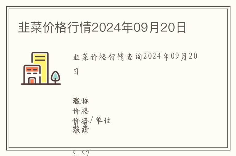韭菜價格行情2024年09月20日