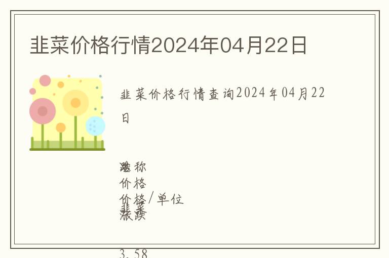 韭菜價格行情2024年04月22日
