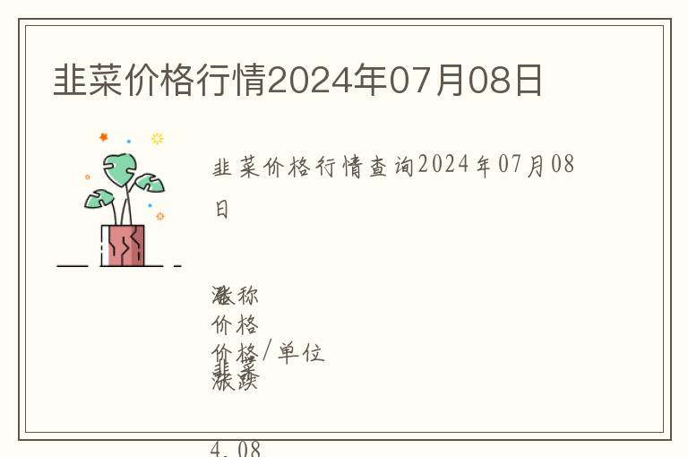 韭菜價格行情2024年07月08日