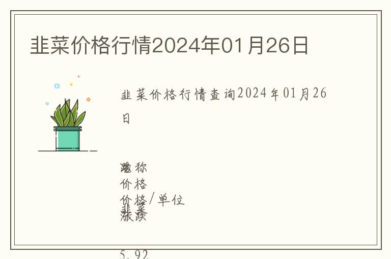 韭菜價格行情2024年01月26日
