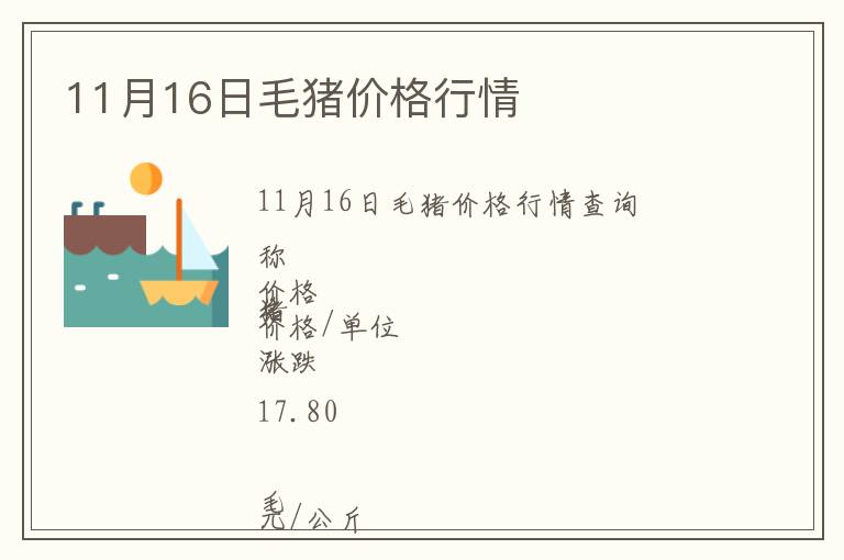 11月16日毛豬價(jià)格行情