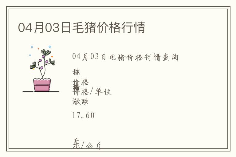 04月03日毛豬價格行情