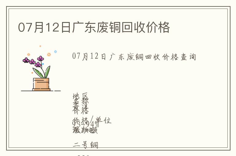 07月12日廣東廢銅回收價(jià)格