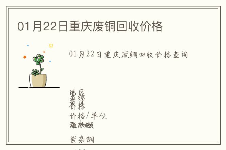 01月22日重慶廢銅回收價(jià)格