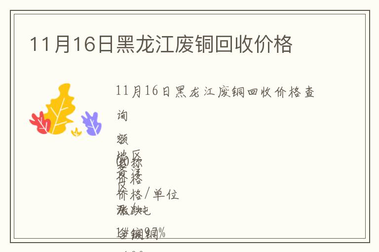 11月16日黑龍江廢銅回收價(jià)格