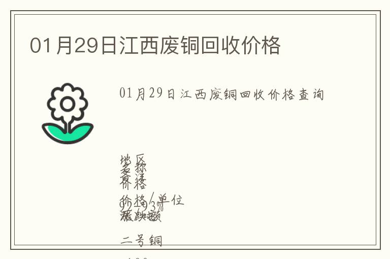 01月29日江西廢銅回收價(jià)格