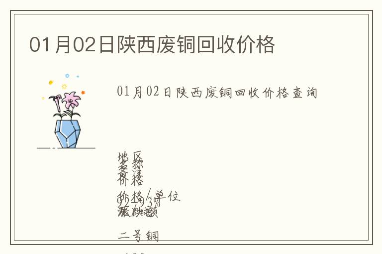 01月02日陜西廢銅回收價(jià)格
