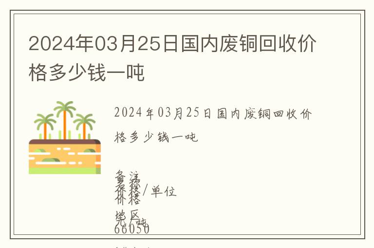 2024年03月25日國內廢銅回收價格多少錢一噸