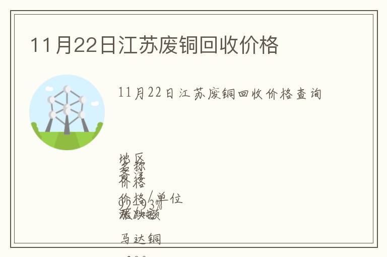 11月22日江蘇廢銅回收價(jià)格