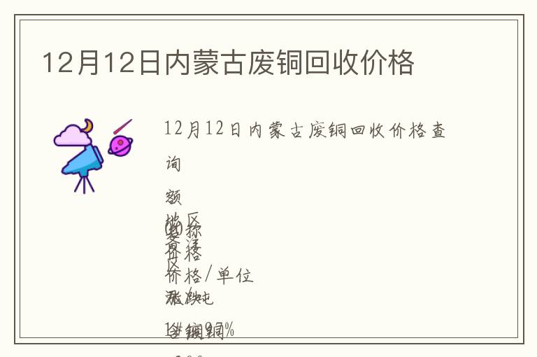 12月12日內蒙古廢銅回收價格