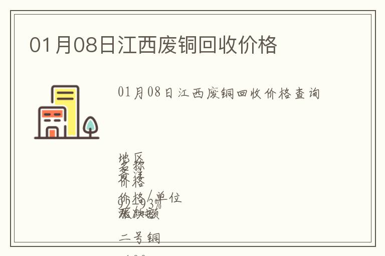 01月08日江西廢銅回收價(jià)格