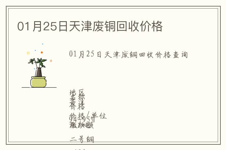 01月25日天津廢銅回收價格