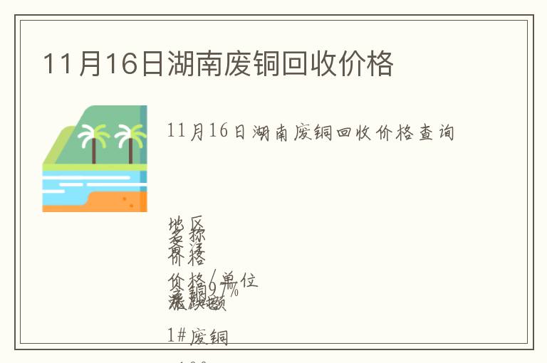 11月16日湖南廢銅回收價(jià)格