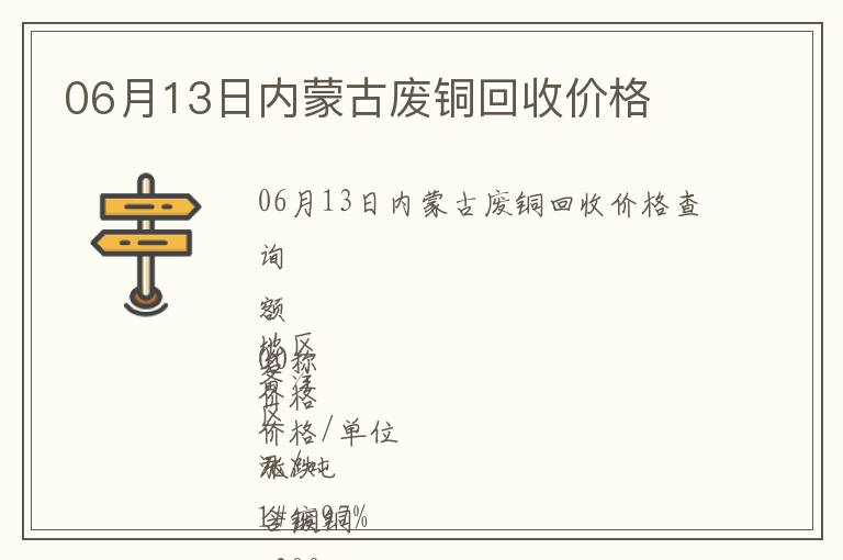 06月13日內(nèi)蒙古廢銅回收價(jià)格