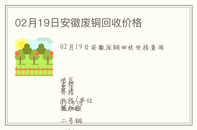 02月19日安徽廢銅回收價(jià)格