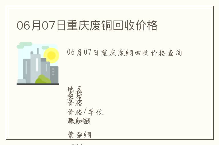 06月07日重慶廢銅回收價格