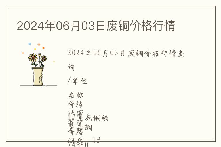 2024年06月03日廢銅價(jià)格行情