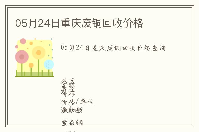05月24日重慶廢銅回收價(jià)格