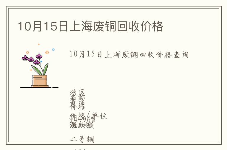 10月15日上海廢銅回收價(jià)格